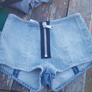 Carmar Light Blue High-Waist Zip-Front Denim Shorts